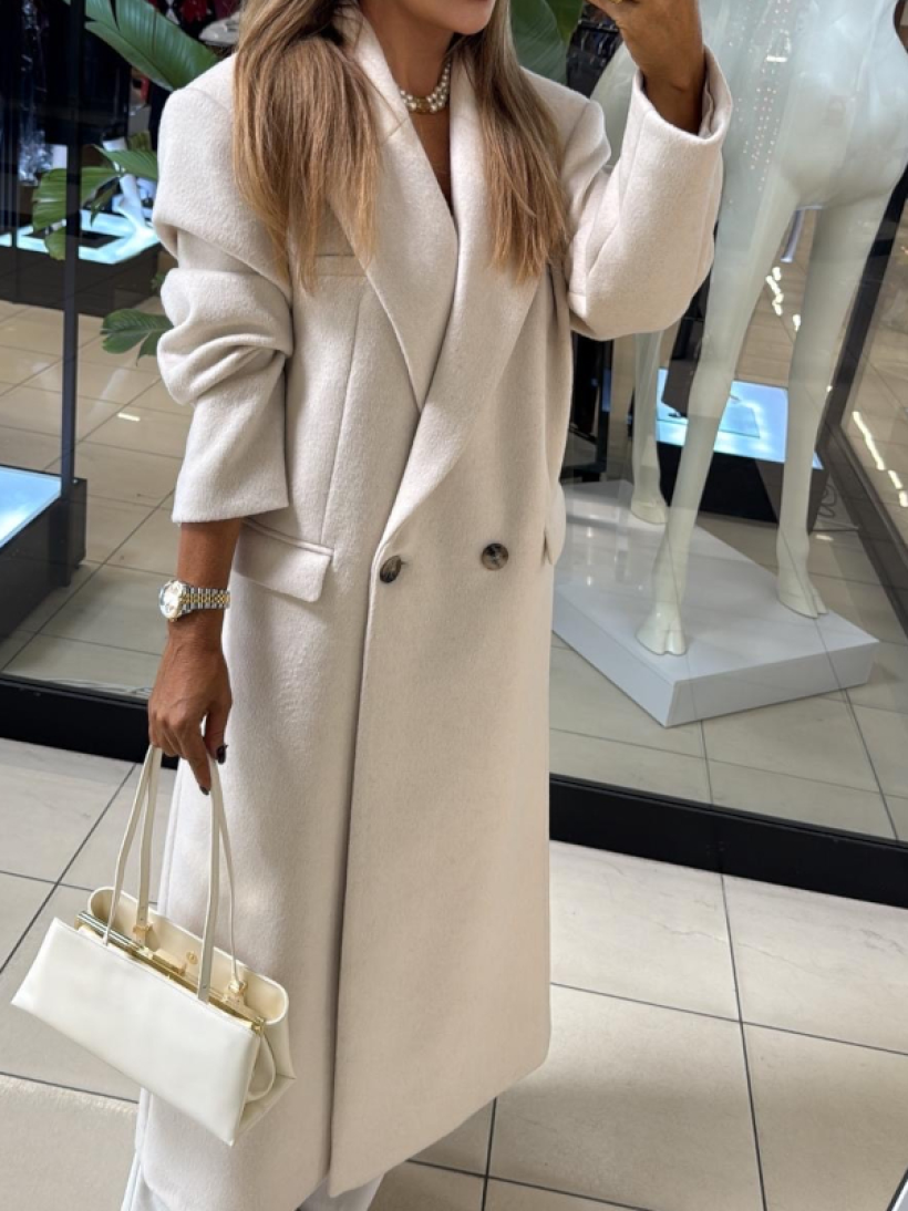 EM PŁASZCZ WEŁNIANY ŚMIETANA