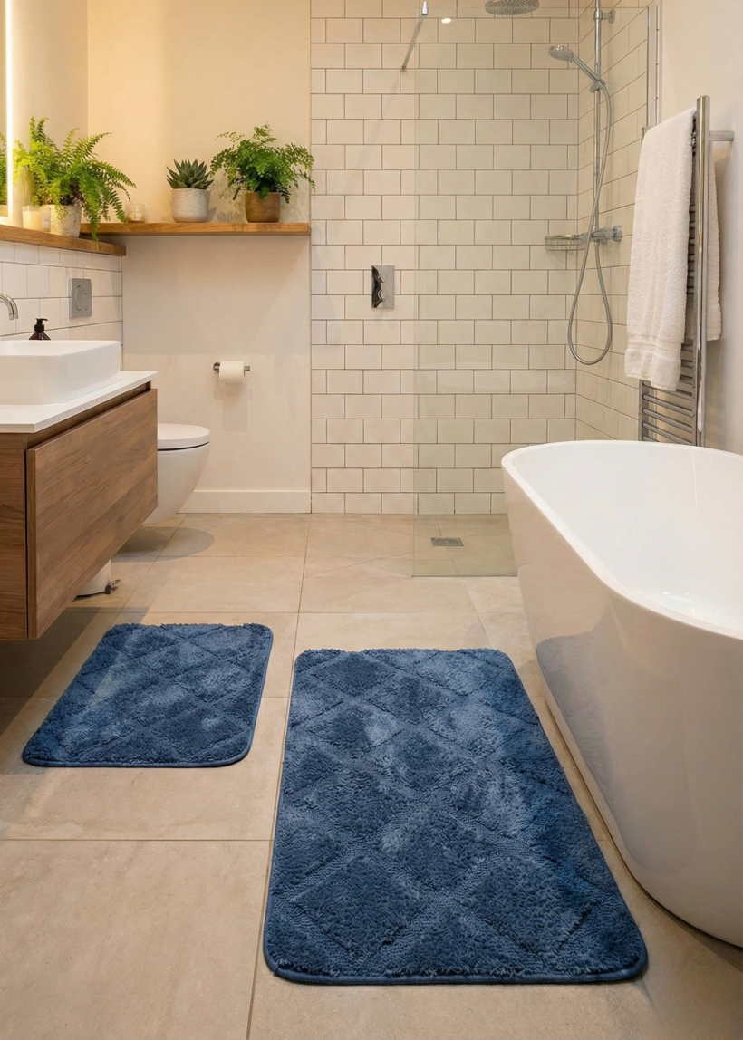 Komplet dywaników romby granat 100x60cmx50x60cm