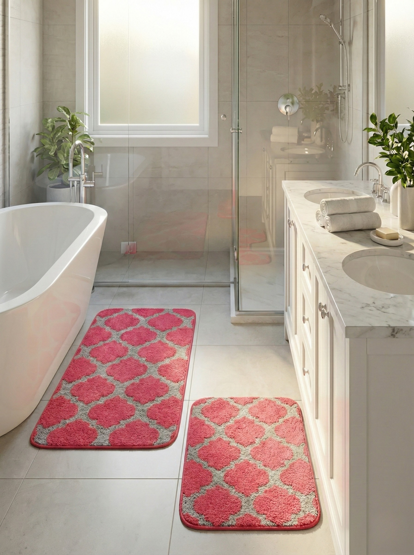 Komplet dywaników Maroko różowe 100x50cm i 50x60cm