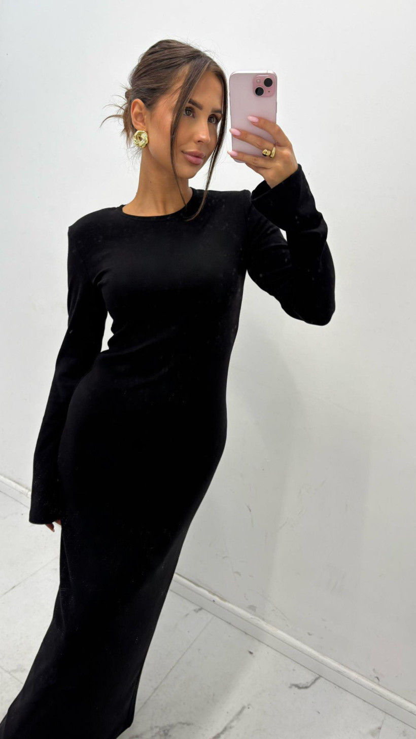 Sukienka bawełniana long - Czarny