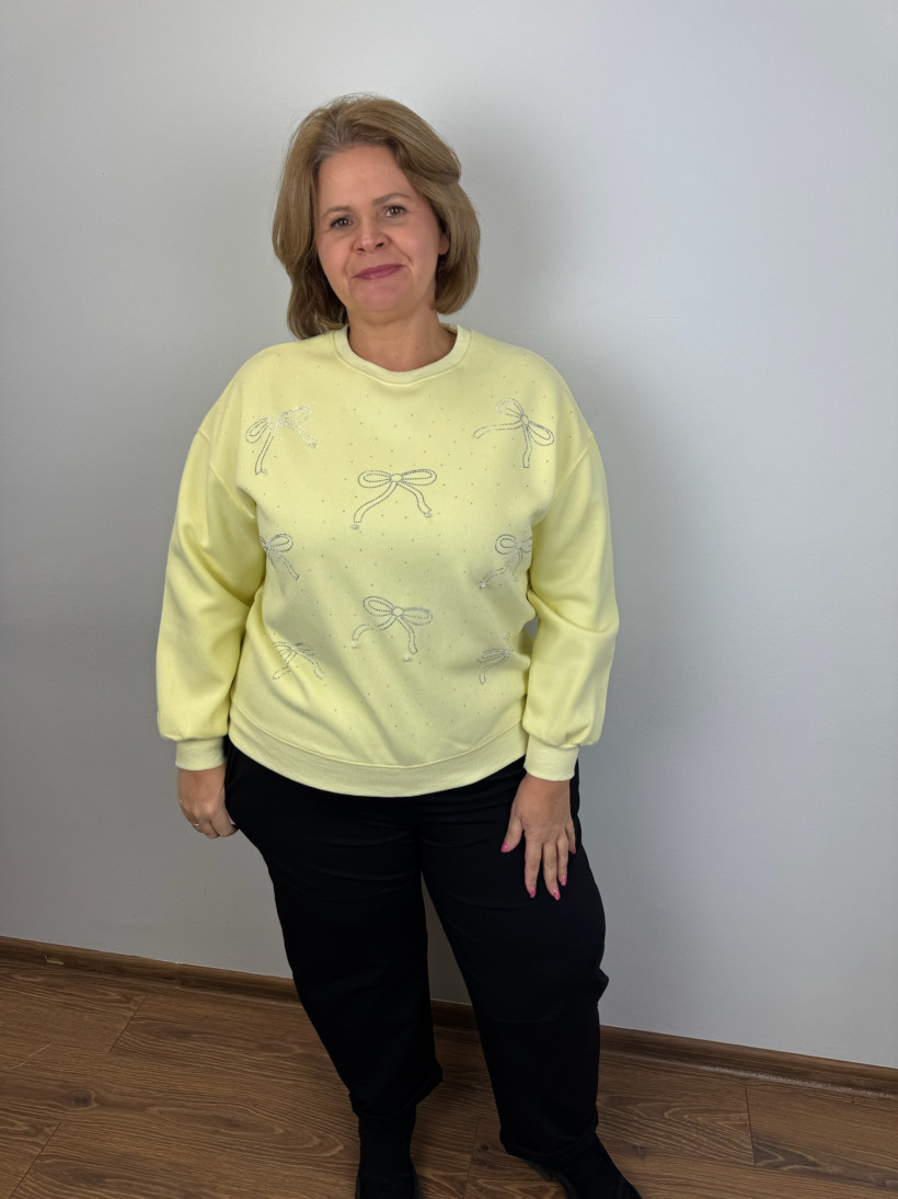 Bluza jednokolorowa kokardki - 25502 - żółta