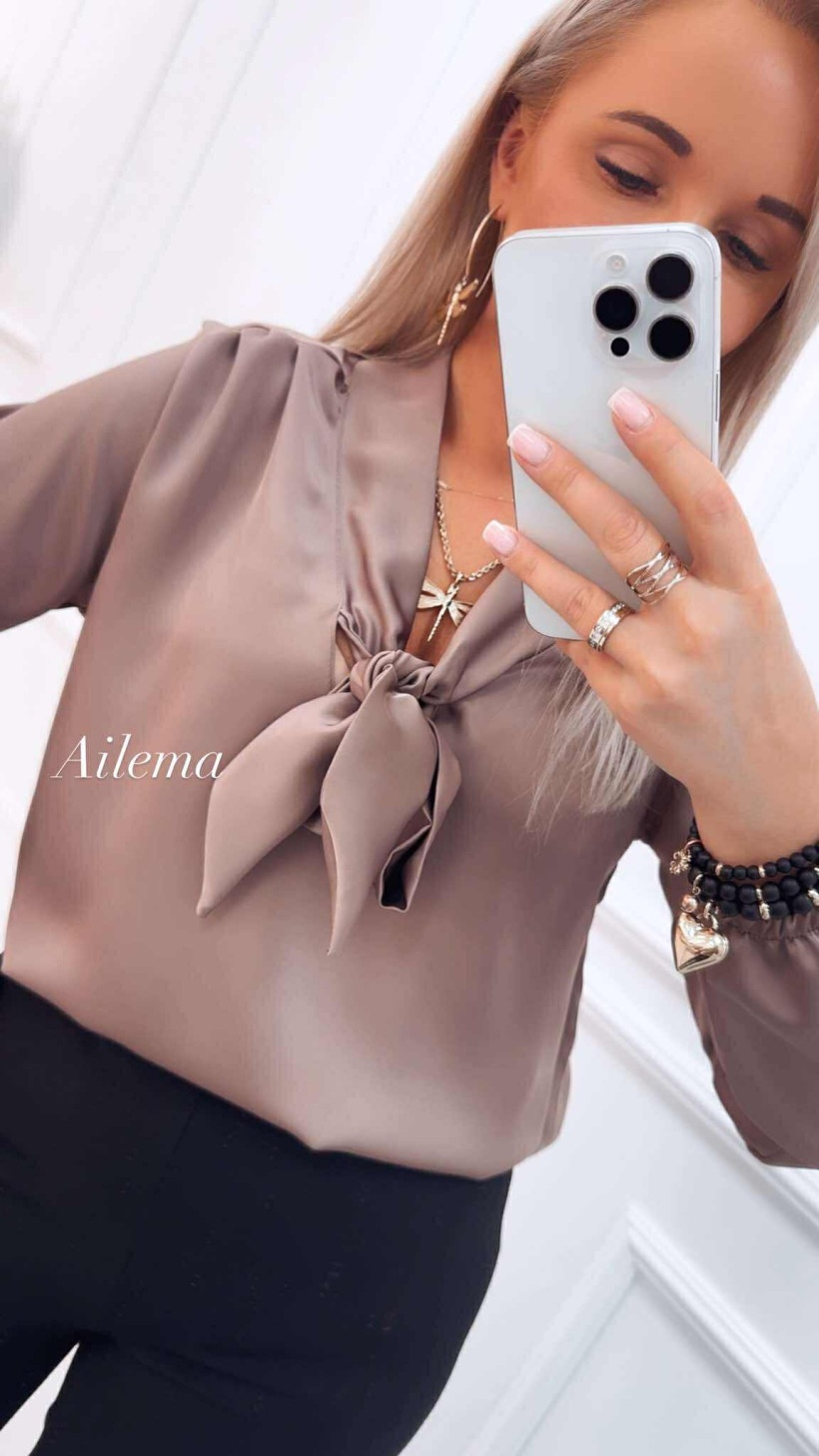 Koszula satynowa wiązany dekolt kk1096