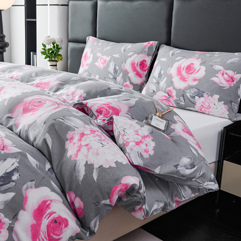 Pościel flanelowa JAGODA 200x220cm 3 częściowa FLA-AB18