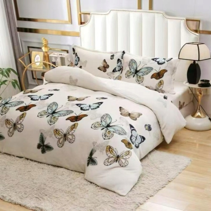 Pościel polarowa 3 częściowa 200x220cm wzór Motyle