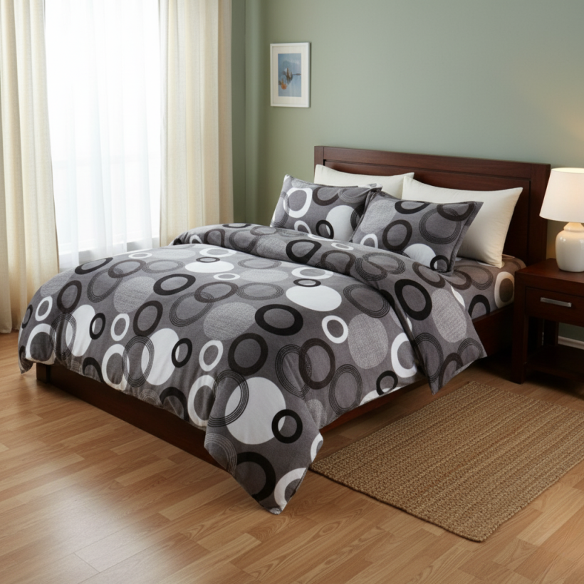 Pościel polarowa 3 częściowa 200x220cm wzór Koła