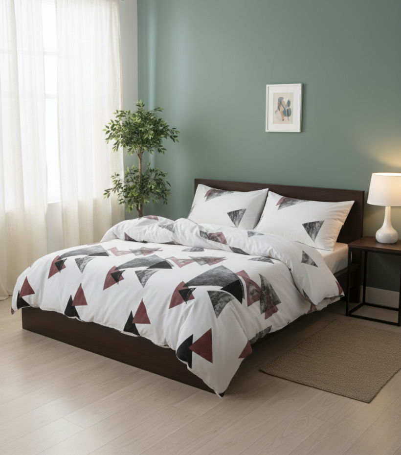 Pościel polarowa 3 częściowa 200x220cm wzór Trójkąty