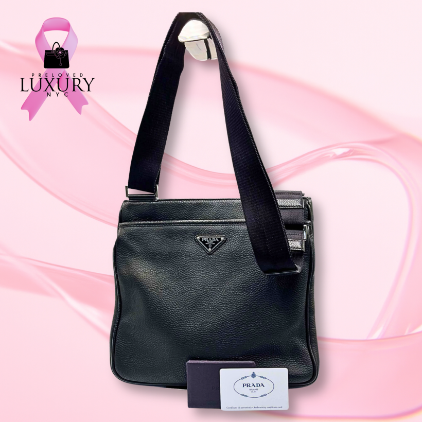 PRADA Black leather shoulder bag 2VH019