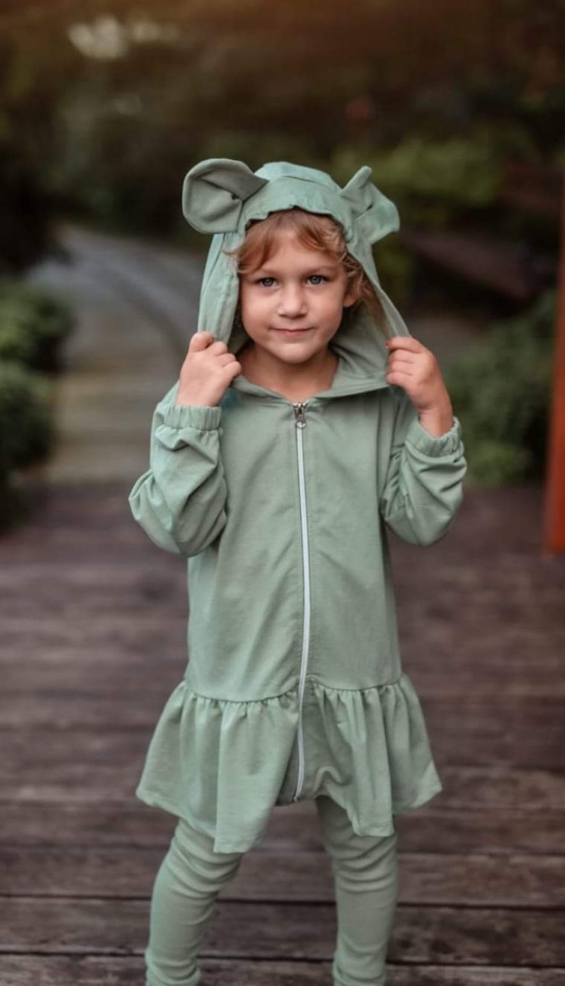 BLUZA KLAWO ROZPINANA Z USZAMI ZIELONA