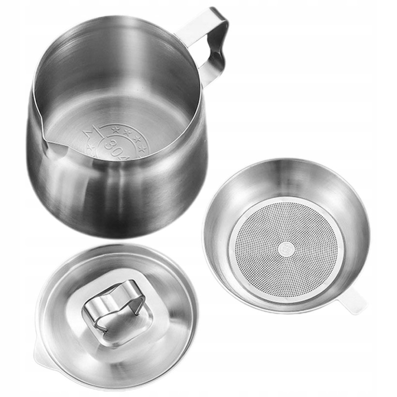 POJEMNIK NA TŁUSZCZ BEKONOWY GARNEK NA OLEJ ZE STALI NIERDZEWNEJ 19.5X18.5CM