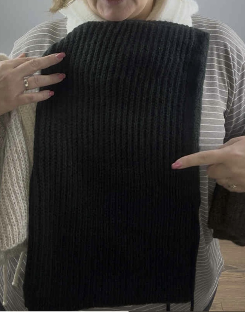 Komin jednokolorowy prążek  13183 - czarny 