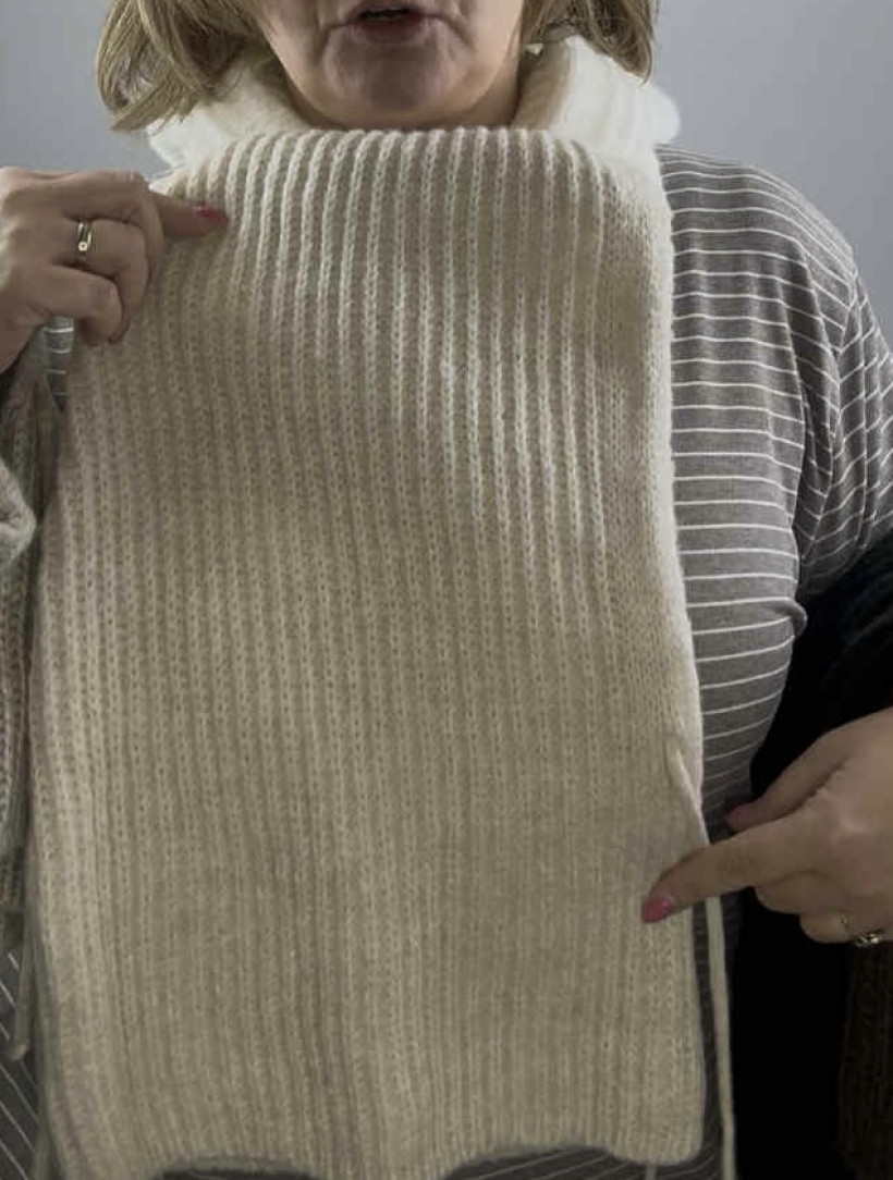 Komin jednokolorowy prążek  13183 - beżowy