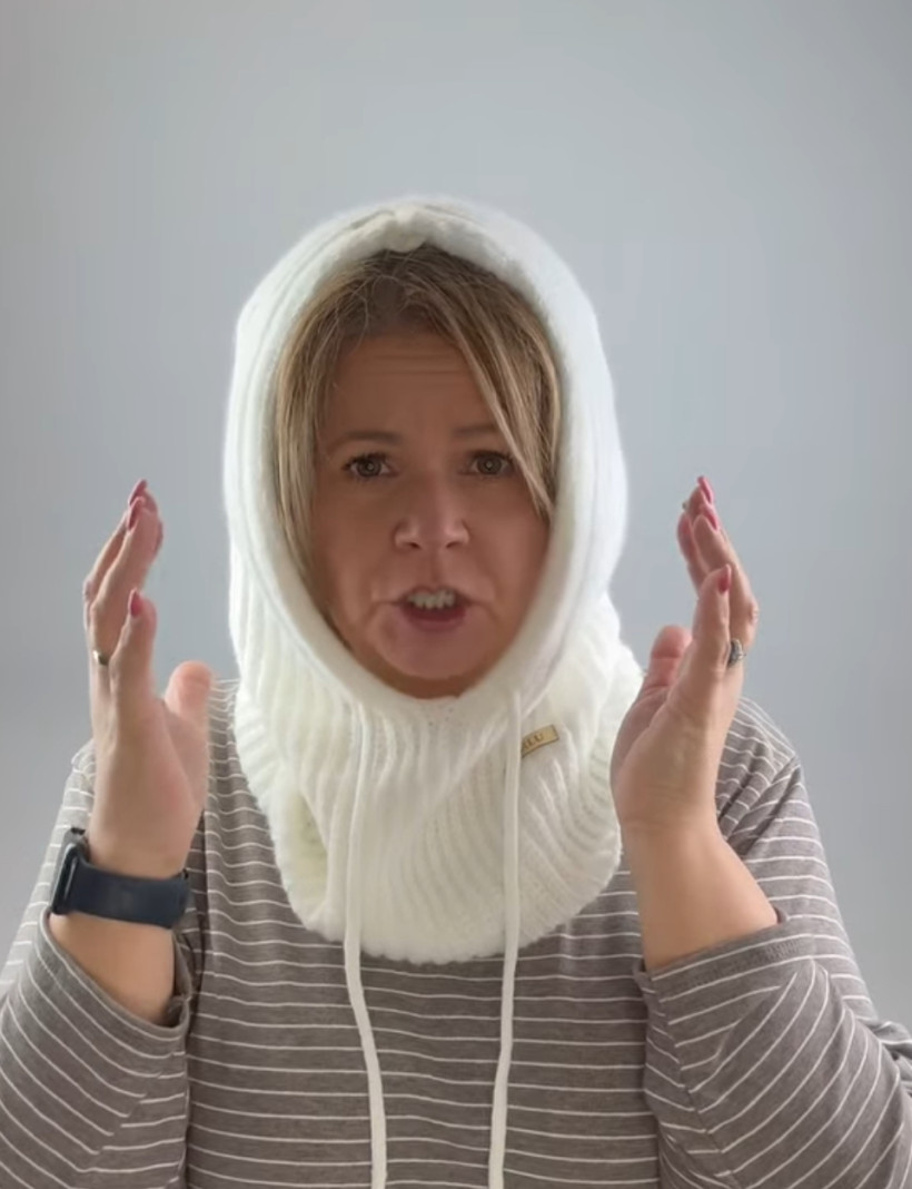 Komin jednokolorowy prążek  13183 - śmietankowy