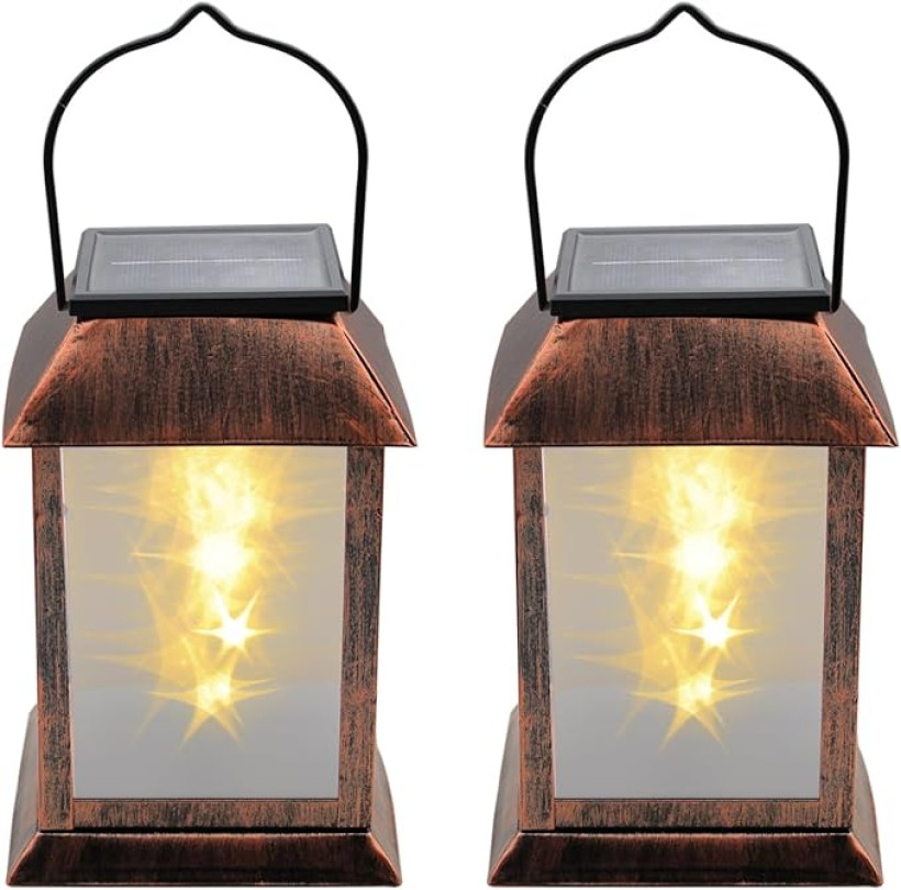 Lampy solarne do użytku na zewnątrz, wiszące, 2 sztuki, z żarówką LED, wodoszczelność IP65