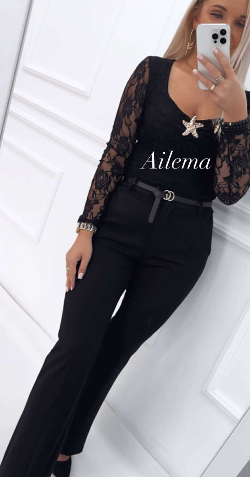 Spodnie szersza nogawka kk1116 z paskiem 