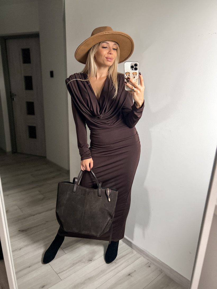 Sukienka długa z marszczeniem