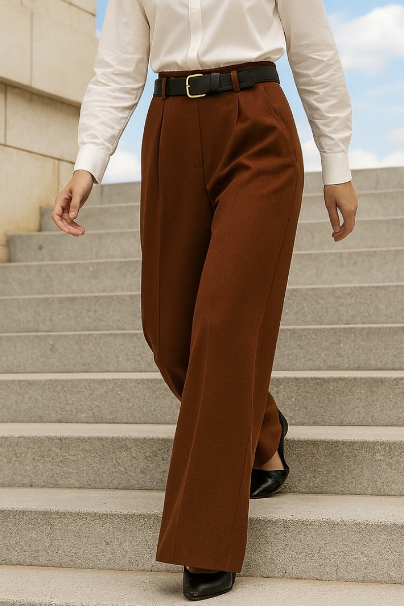 Spodnie szerokie czekolada 1635