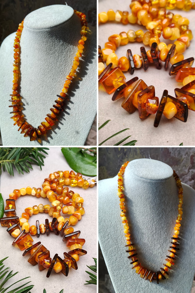 Naturalny Naszyjnik z Bursztynu Bałtyckiego | Unikatowa Biżuteria | Korale Mleczno-Miodowe | Rękodzieło |
