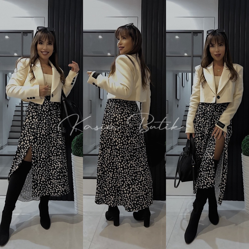 Spódniczka Wiskozowa Viva By Mia Czarno&Kokosowe Groszki 