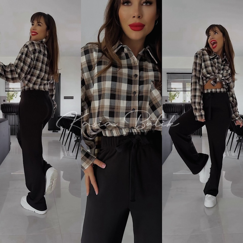 Komplet Bawełniany Livi Beżowo&Czarny