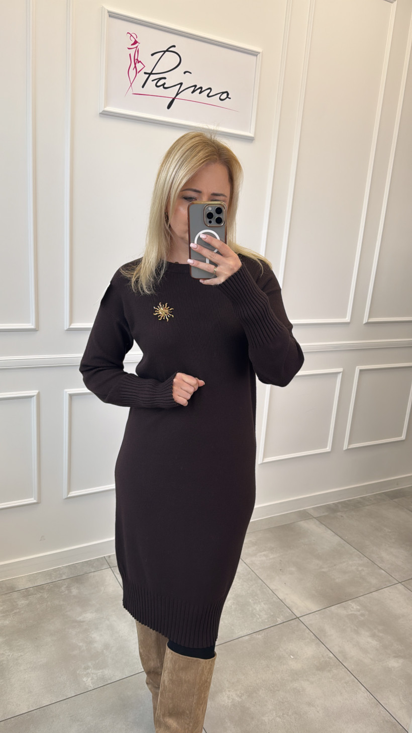 Sukienka dzianina z broszką 13871