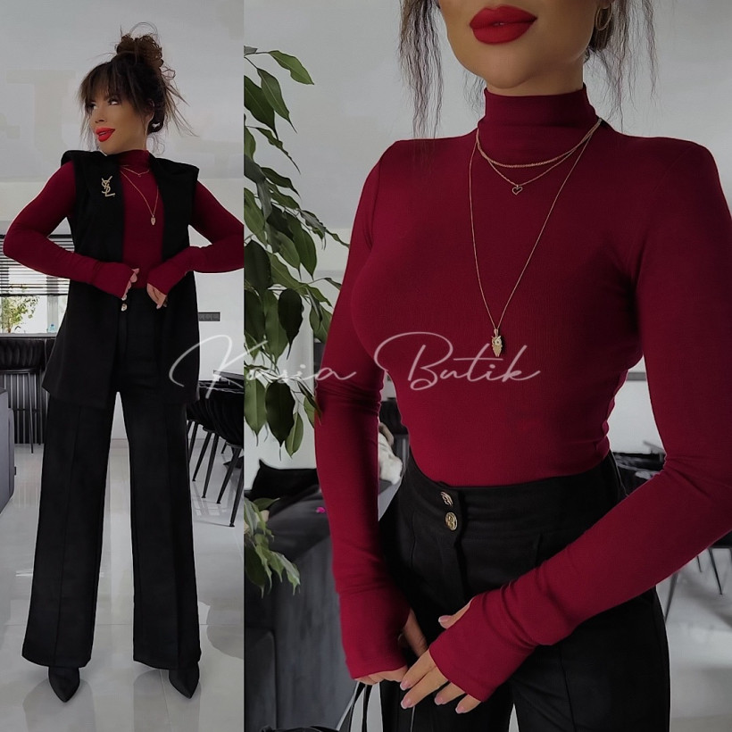 Półgolfik Wiskozowy Fame Fashion Bordowy