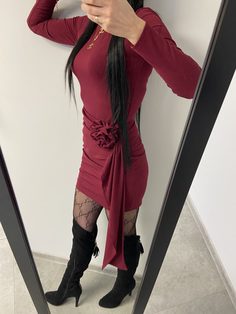 Sukienka 0137 prążek + róża