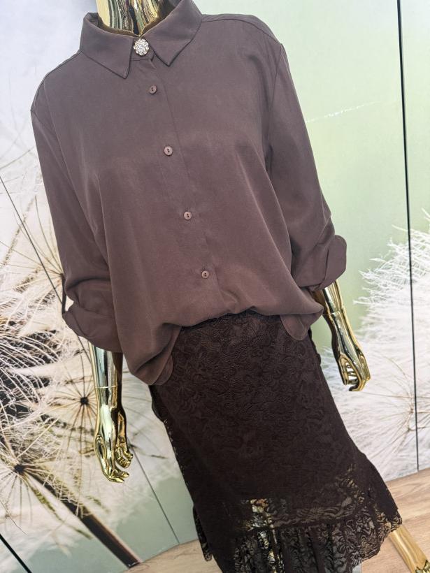 Koszula z wiskozy z koszyczkiem na guzik Minouu 