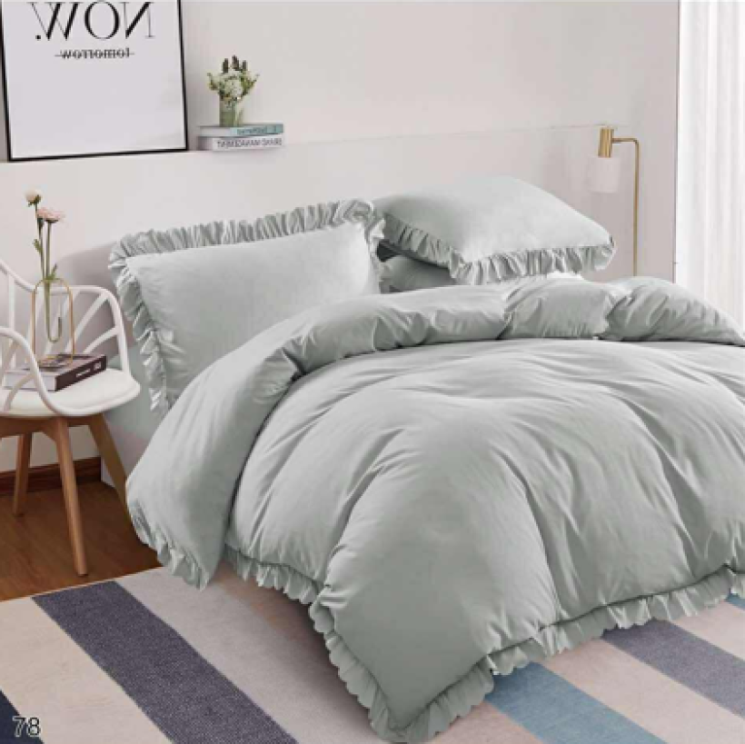 Komplet pościeli z  falbanką F78 popiel