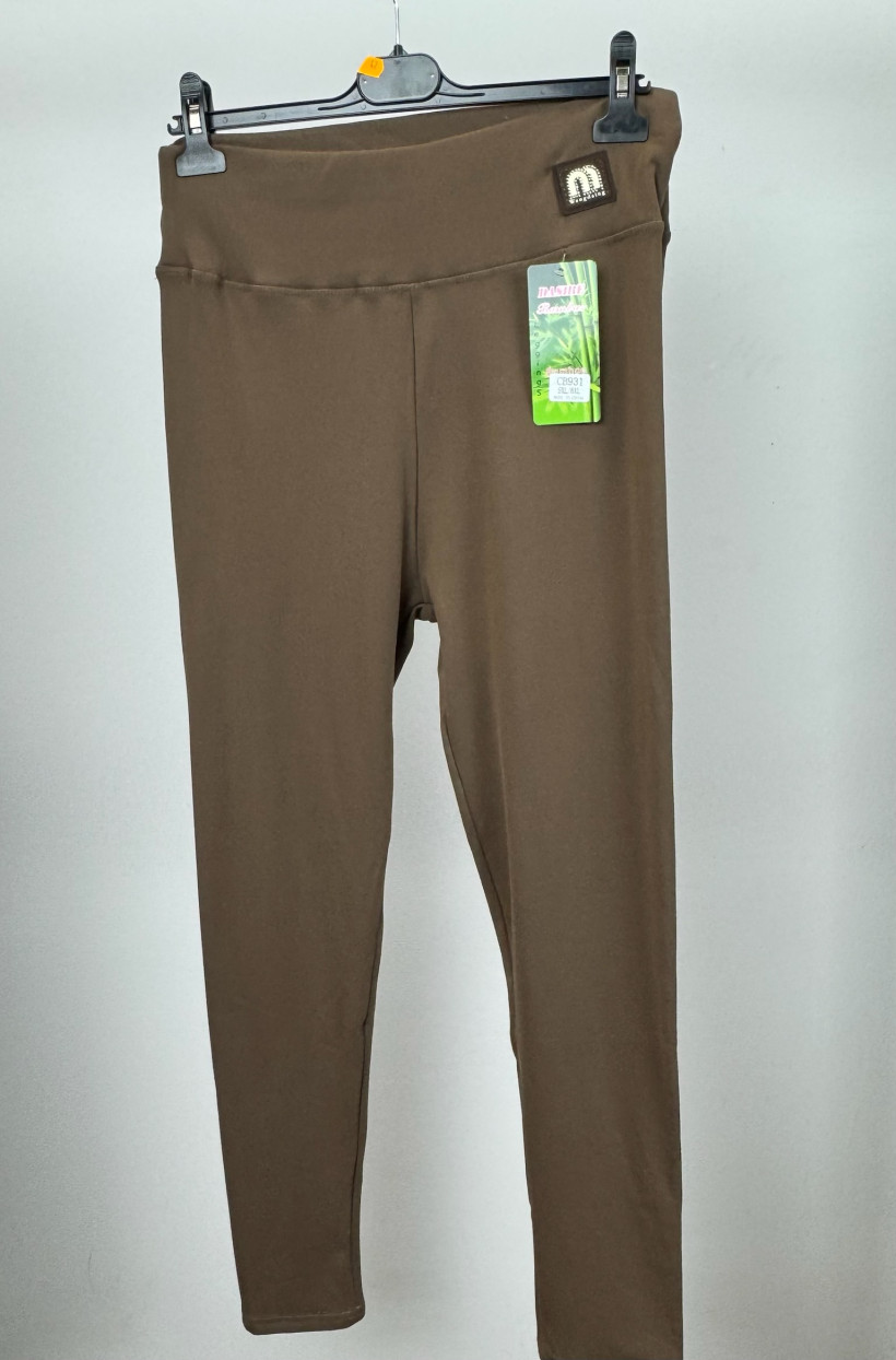 Leginsy ocieplane szeroki pas, bambus - (4/5xl, 5/6xl) - 931 - czekolada