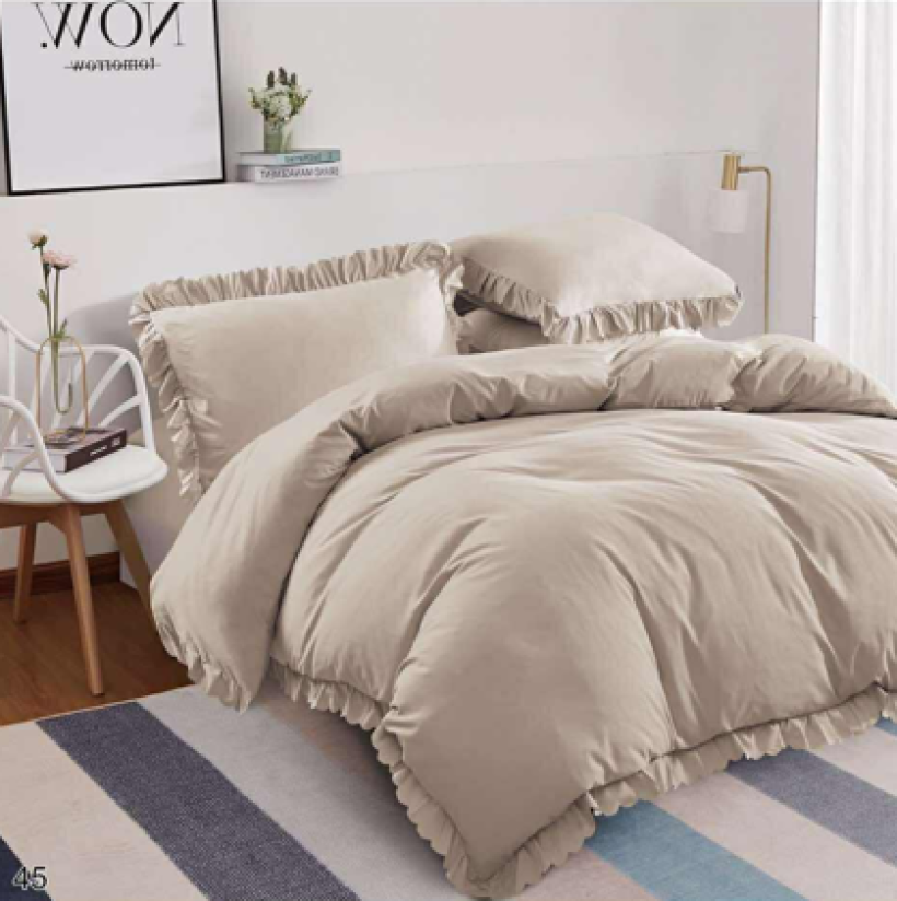 Komplet pościeli z falbanką F45 beżowa