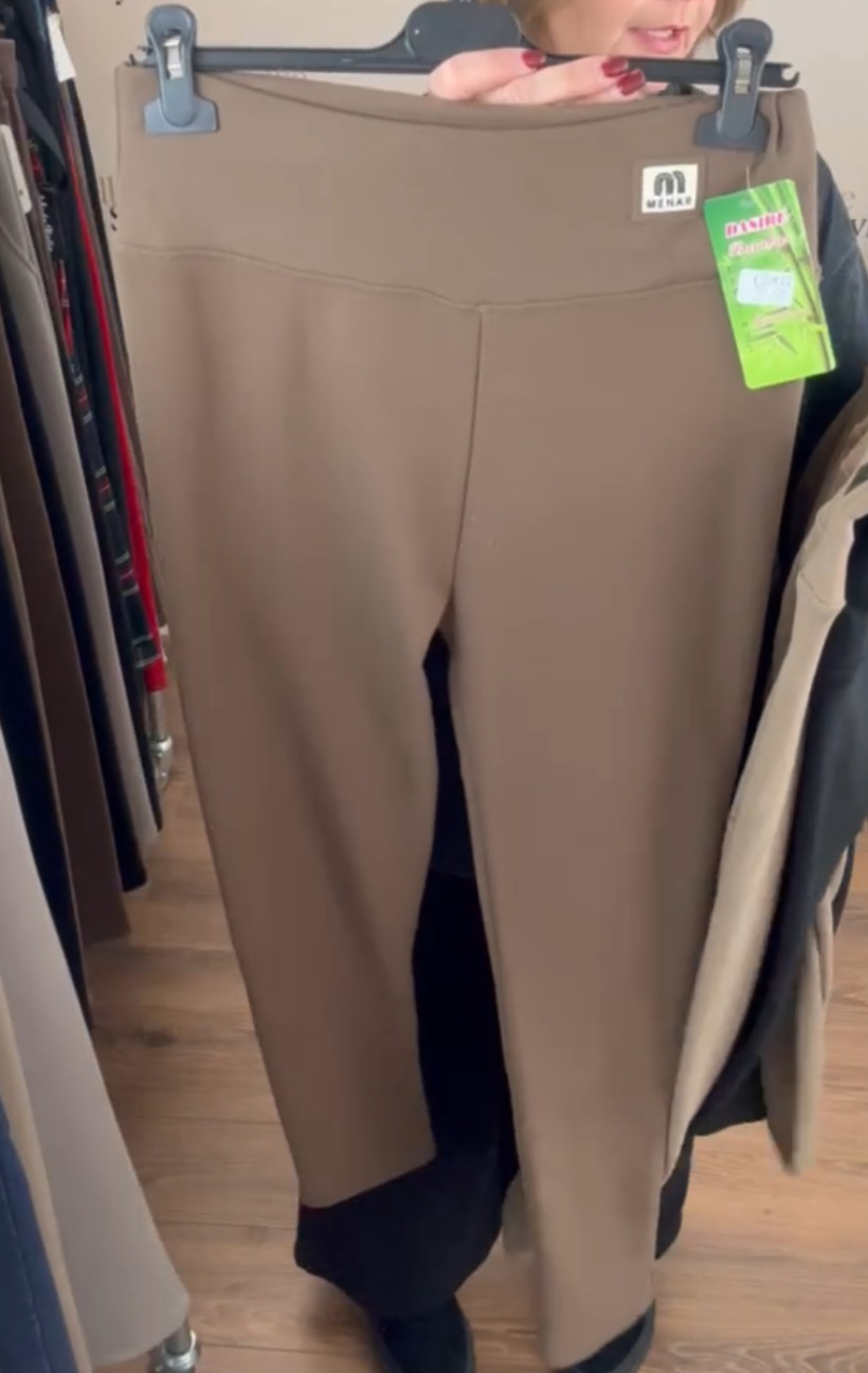 Leginsy ocieplane (grubsze) szeroki pas, bambus - (2/3xl, 3/4xl) - 937 - czekolada