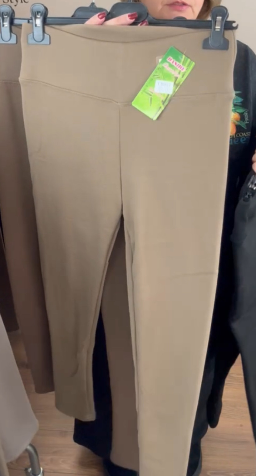 Leginsy ocieplane szeroki pas, bambus - (5/6xl) - 937 - karmel