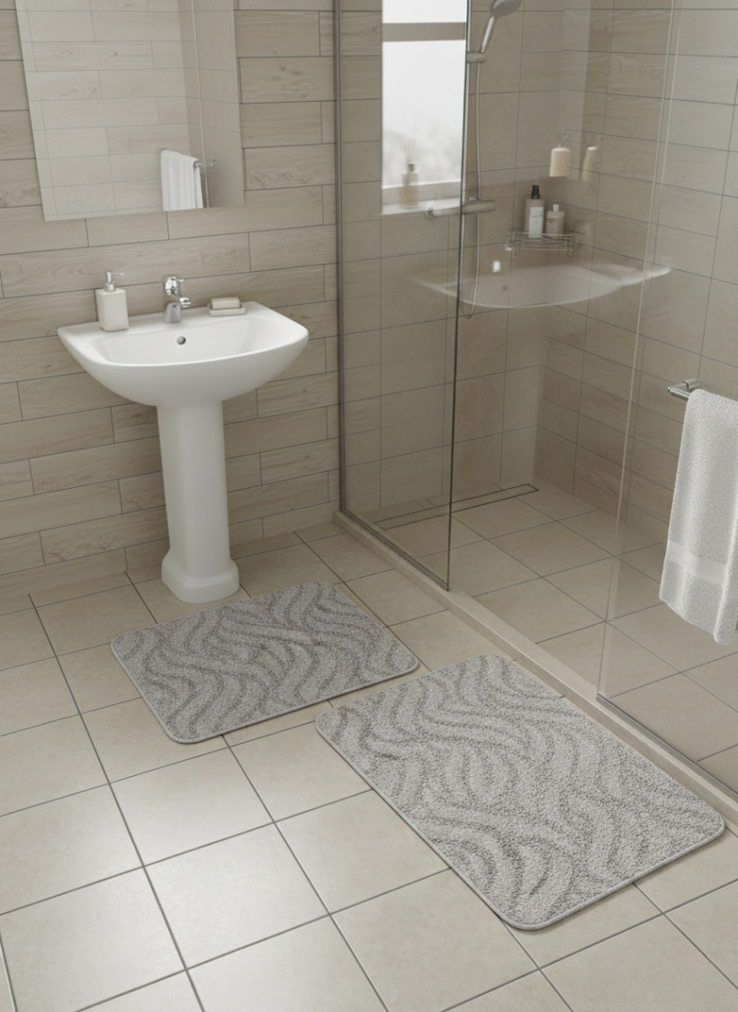 Komplet dywaników szare fale 100x60cm i 50x60cm