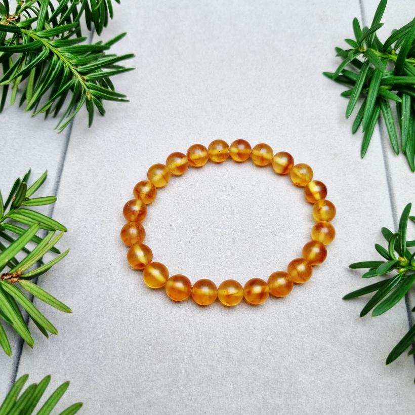 Bransoletka z naturalnego bursztynu bałtyckiego – klasyczne koraliki, prezent handmade, elegancka biżuteria z bursztynu