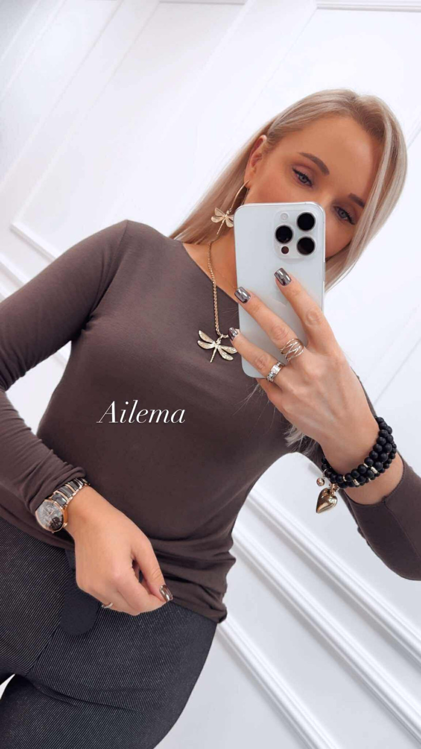 Bluzka dekolt łódka kaszmirowa 12733 długi rękaw