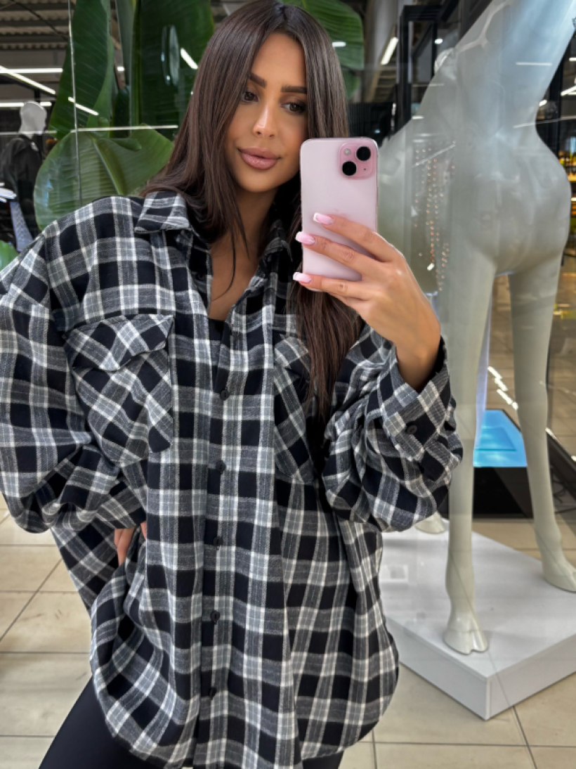 EM KOSZULA KRATA CIENKA BIAŁO CZARNA