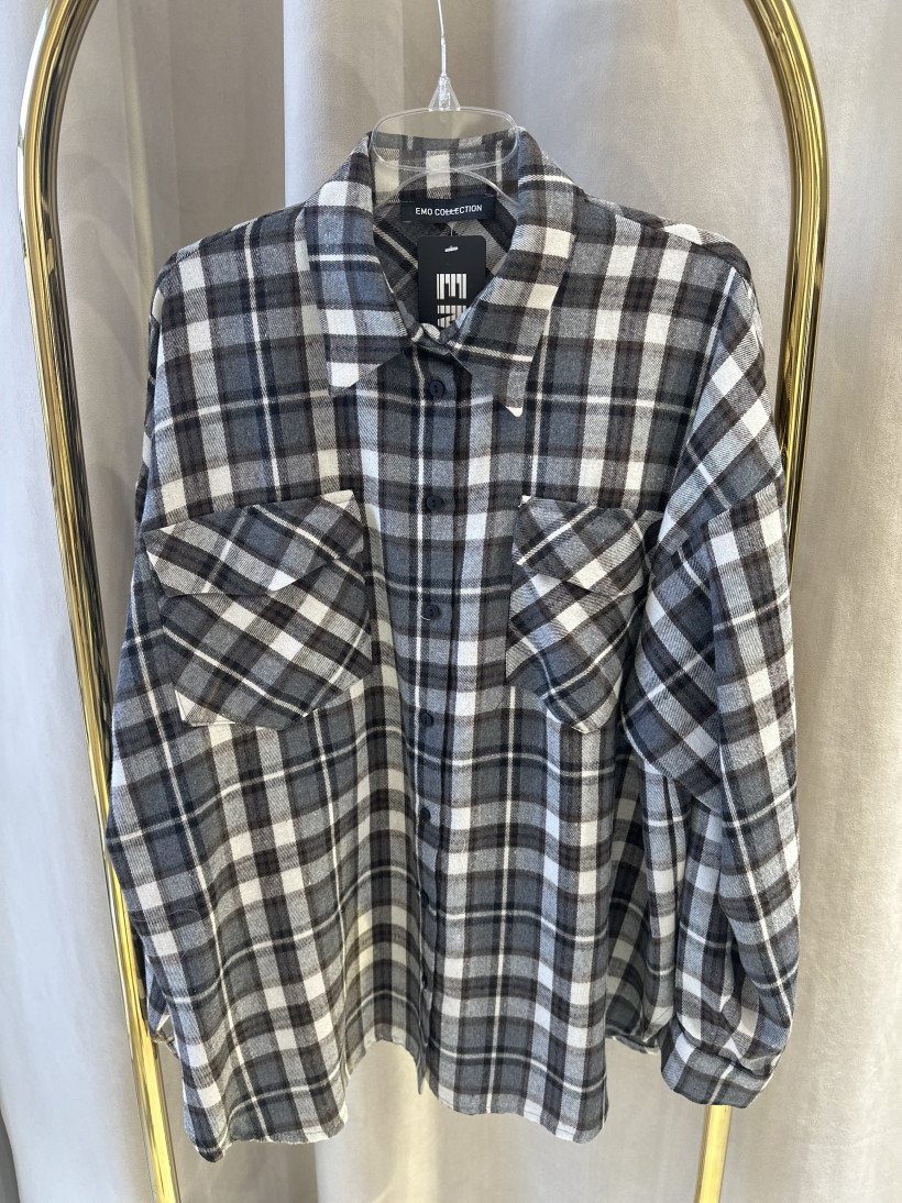 EM KOSZULA CIENKA SZARO BRĄZOWA