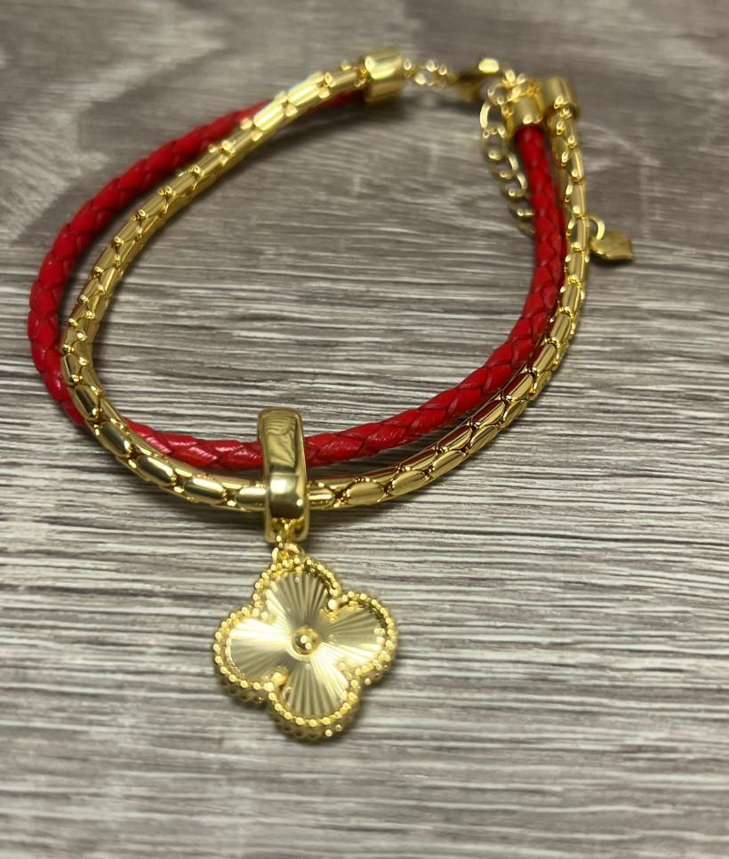 BRANSOLETKA SKÓRA ZŁOTO 