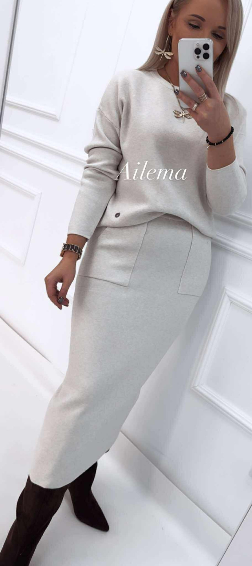 Komplet sweter i spódnica M-350