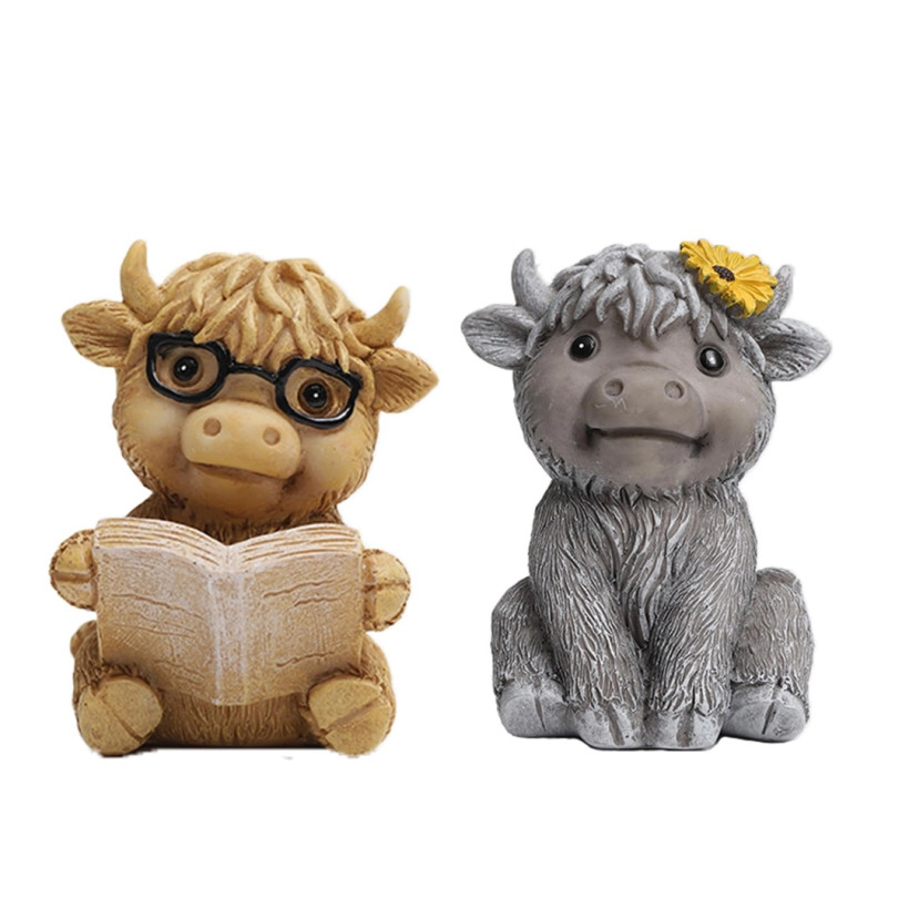 komplet dwóch figurek szkockich krów 