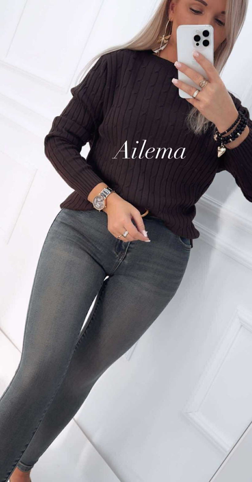 Jeansy M.Sara skinny SZ2250H vintage, z paskiem