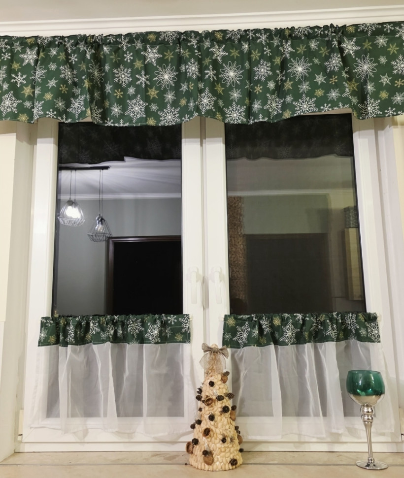 Zestaw kuchenny śnieżynki butelkowa zieleń 