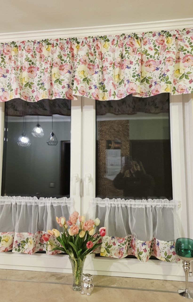 Zestaw kuchenny kwiatki szyty 250x43+2x 100x36