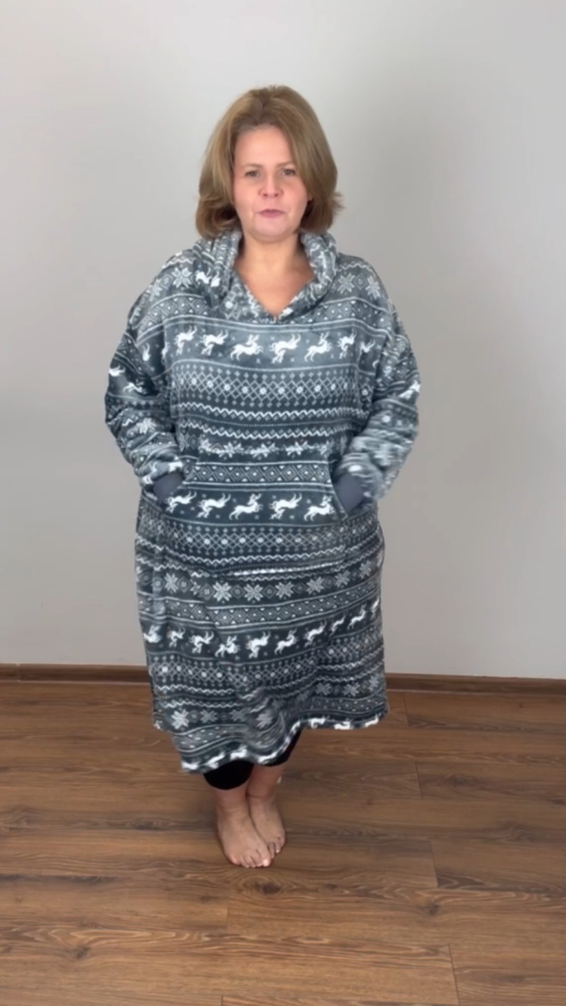 Kocobluza z kapturem, świąteczna - moraj - 4200 - popiel