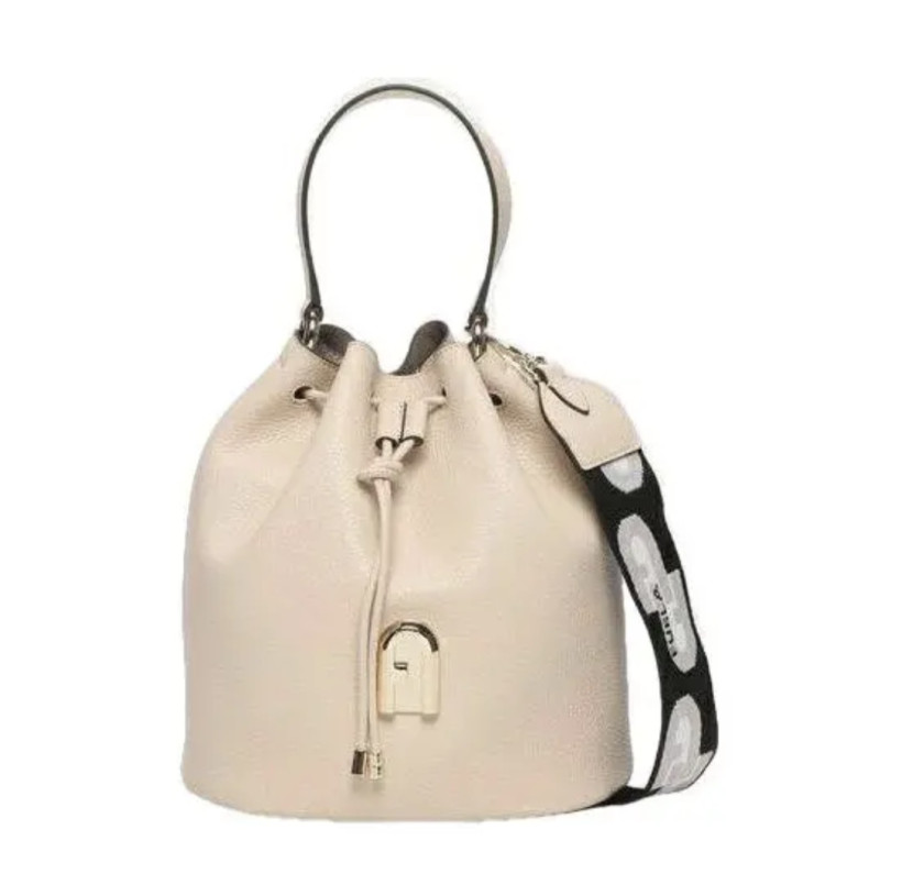 Furla Beżowa skórzana torebka