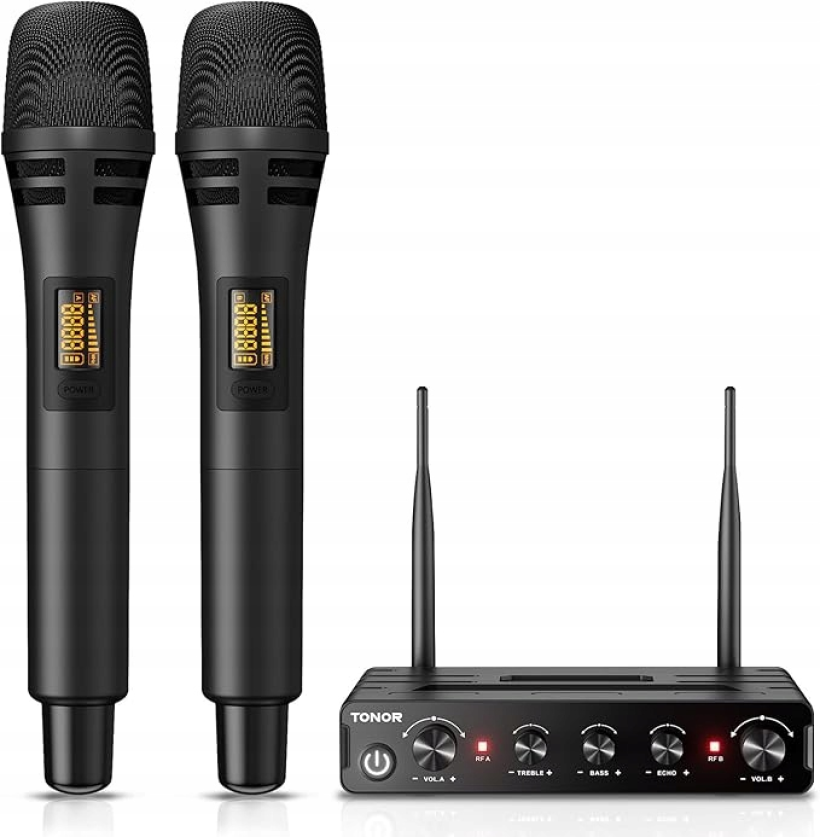 TONOR Bezprzewodowe Mikrofony TW350 – Profesjonalny Zestaw 60m UHF, karaoke