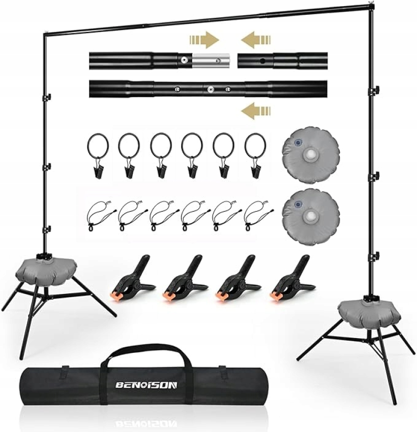 ZESTAW! Statywy fotograficzne do tła BENOISON 260x300 cm +akcesoria +torba!