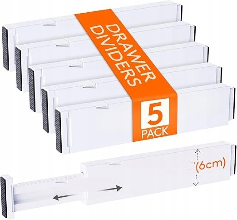 Lifewit Zestaw 5 regulowanych separatorów, organizer do szuflad, kuchni