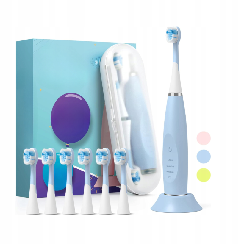 Elektryczna Szczoteczka Soniczna Dla Dzieci 3-12 lat Niebieska +Etui, Timer