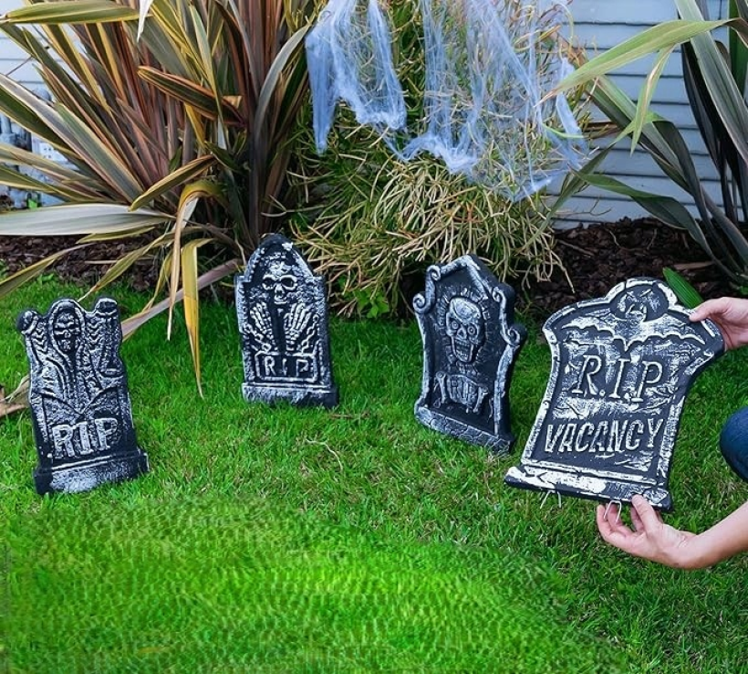 DEKORACJA IMPREZOWA! 4x NAGROBKI CMENTARNE PIANKOWE 43x33cm DUŻE! HALLOWEEN